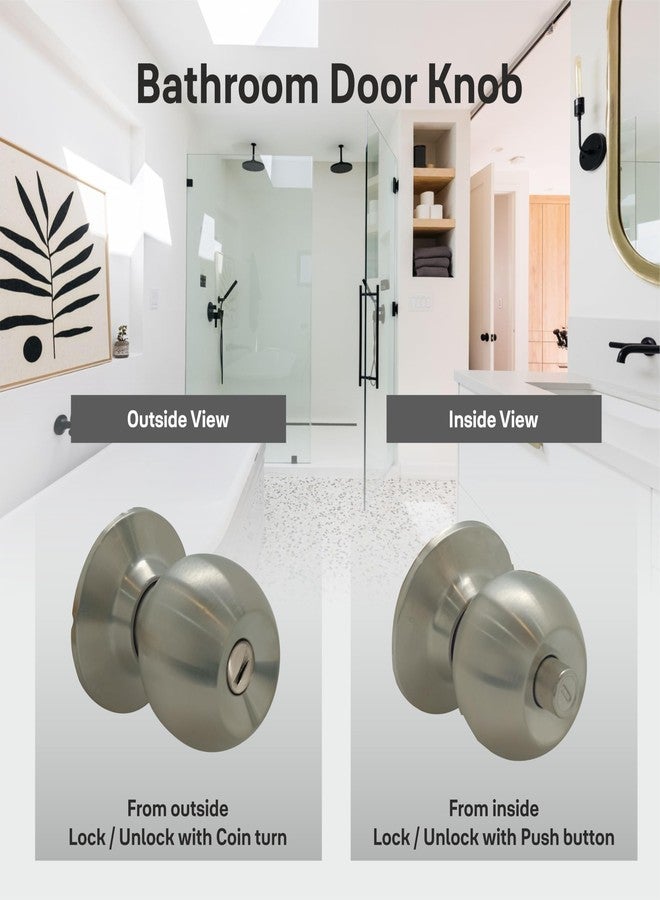 ييل طقم مقبض حمام من الفولاذ المقاوم للصدأ المصقول من ييل - قفل أسطواني كلاسيكي بدون مفتاح - قفل مقبض باب أنبوبي بدبوس من الفولاذ المقاوم للصدأ - (قفل حمام بدون مفتاح) - Image 3